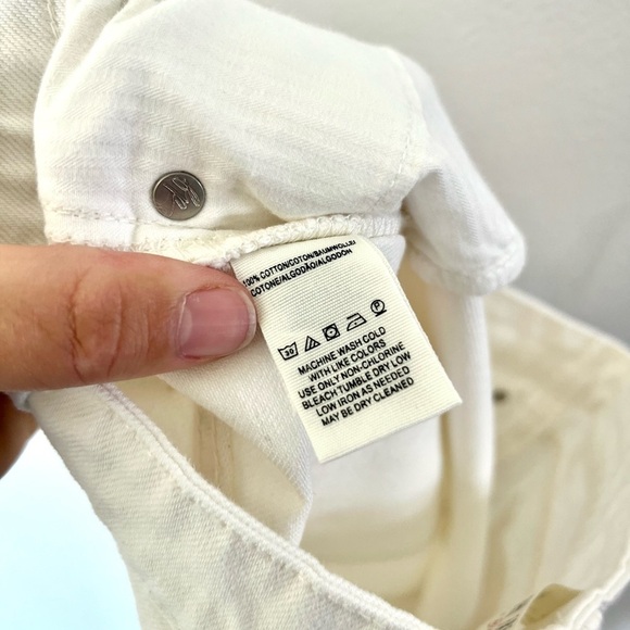 We The Free White Denim Raw Hem Zipper Front Mini Skirt Size 28 - Picture 9 of 10